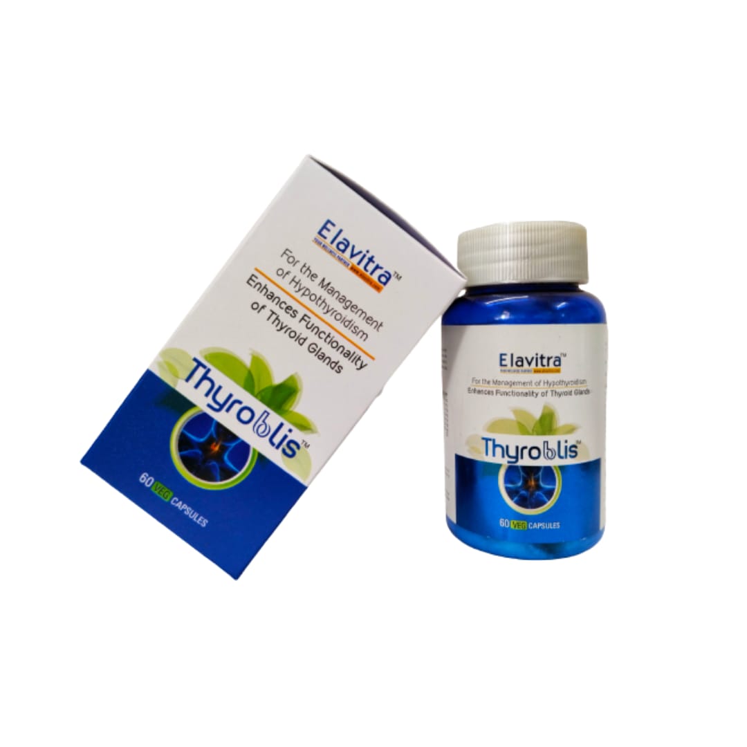 ELAVITRA THYROBLIS - Herbal Supplement For Thyroid Support for Men & Women with advantage of Guggal & Curcumma longa (60 Vegetarian Capsules)