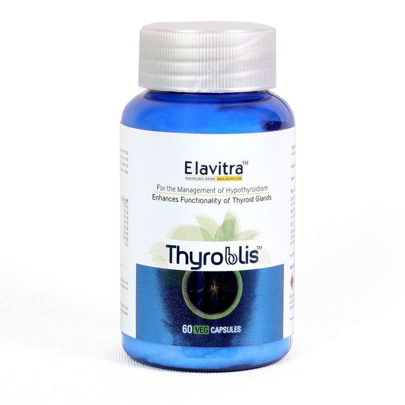 ELAVITRA’S THYROBLIS – Herbal Supplement For Thyroid Support for Men & Women with advantage of Guggal & Curcumma longa (60 Vegetarian Capsules)